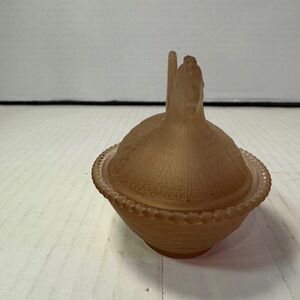 Vintage Brown Glass Hen Dish